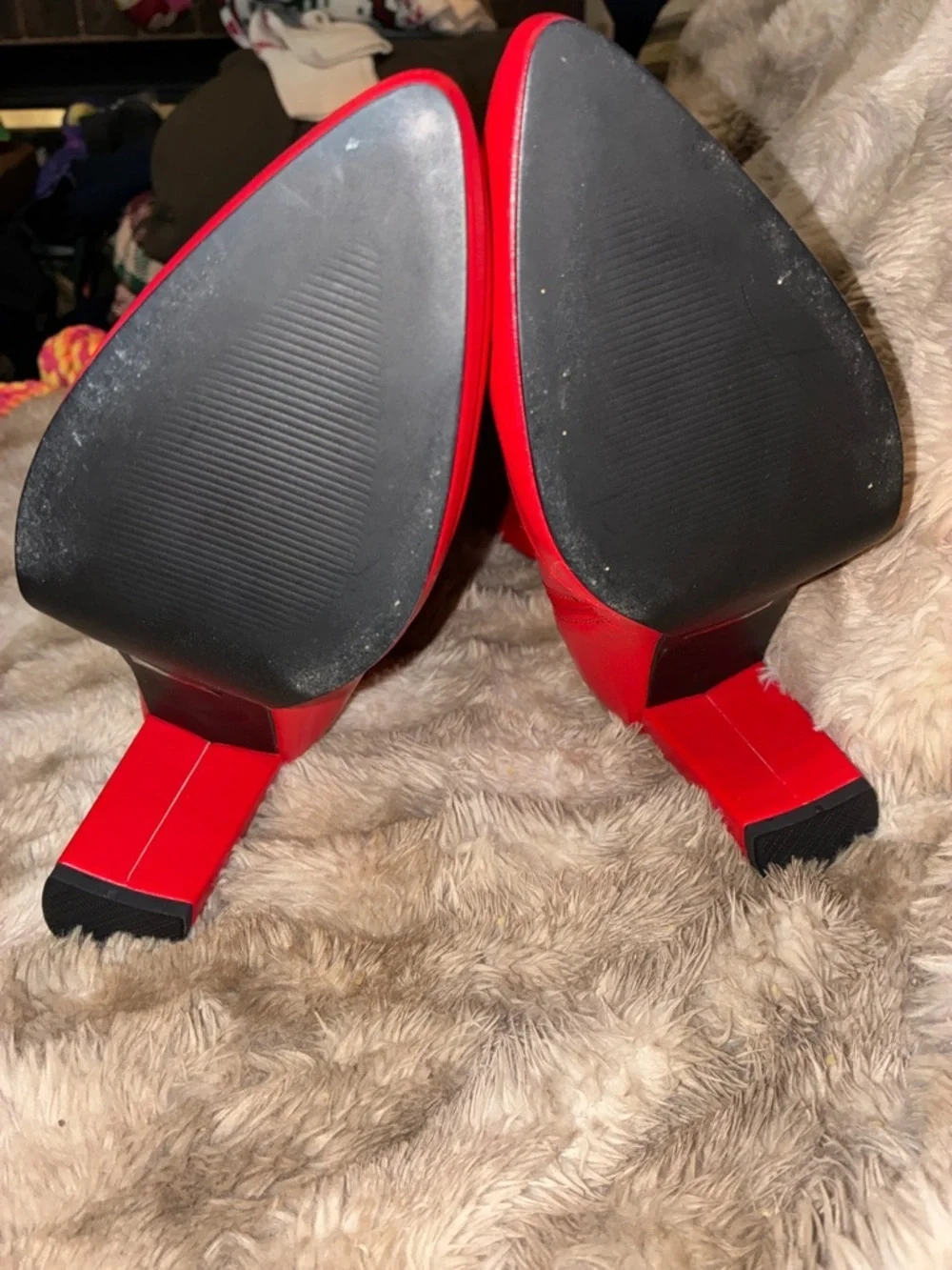 🆕 Red High Shaft Block Heel Women's Boots size 9